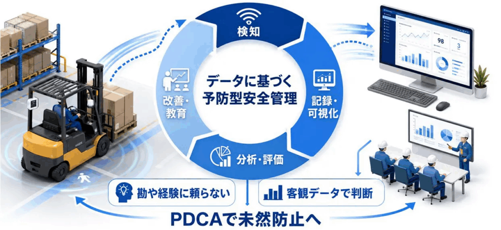 マーストーケンソリューション　フォークリフト後付けの安全運転傾向管理システム「フォークセーフモニター スタンダード版」発売　荷役現場の安全教育・改善活動・稼働率向上を支援